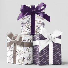 Papel de regalo de felicitaciones florales en hoja