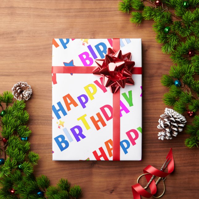 Papel de regalo de FELIZ CUMPLEAÑOS, DIVERTIDO, CO (Regalo de vacaciones)