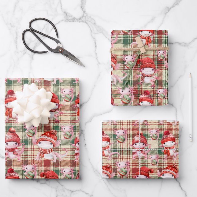 Papel de regalo de Feliz Navidad Axolotl (Anverso)