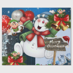 Papel de Regalo de Feliz Navidad Elfo Muñeco de Ni