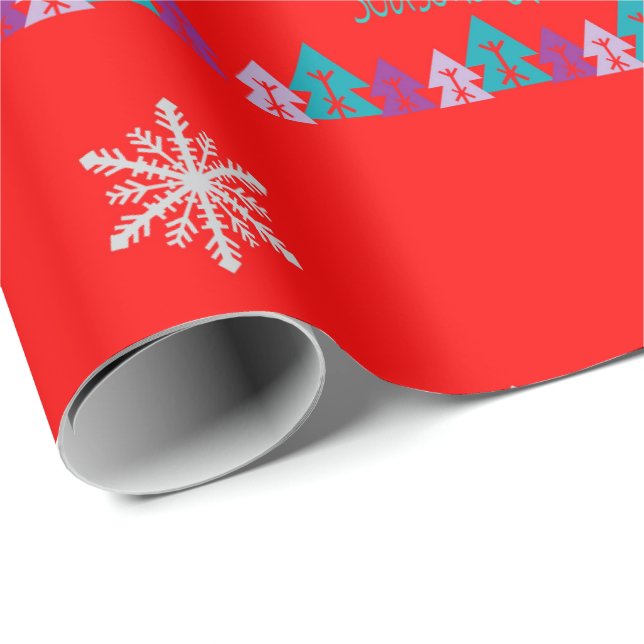 Papel de regalo de Feliz Navidad y saludos de temp (Esquina del rollo)