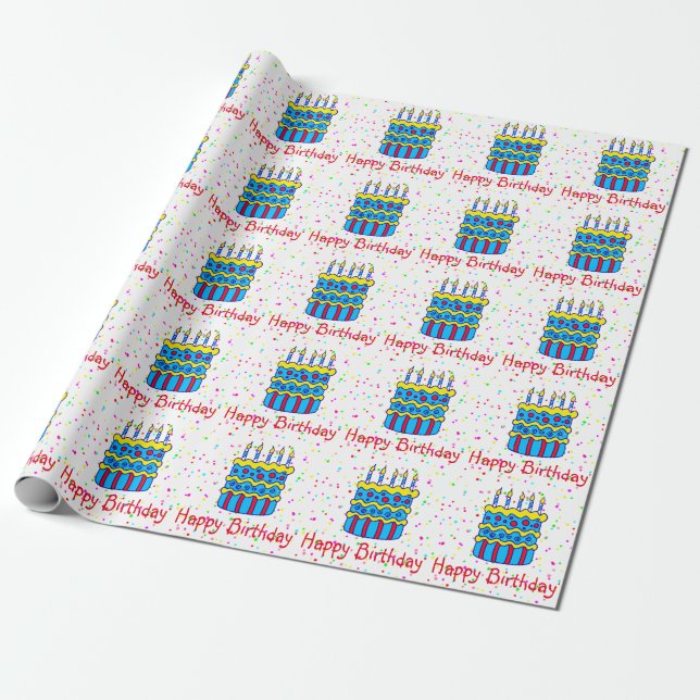 Papel de regalo de fiesta con confeti para pastel  (Desenrollado)
