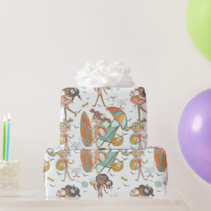 Papel de regalo de fiesta de chicas en la playa