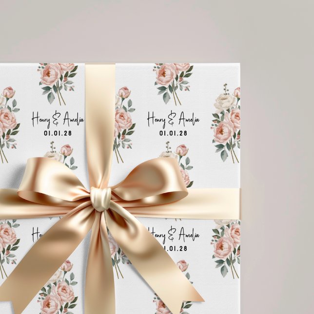 Papel de regalo de fiesta de compromiso floral per (Wedding wrapping paper, Bridal shower wrapping paper, Anniversary Engagement wrapping paper)