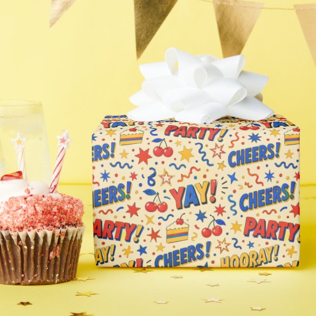 Papel de regalo de fiesta de cumpleaños con arte p (Fiesta de cumpleaños )