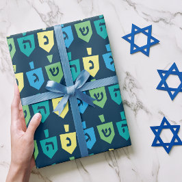 Papel de regalo de fiesta de dreidel de Janucá