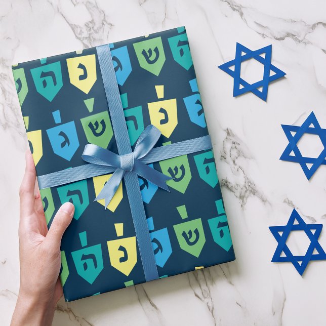 Papel de regalo de fiesta de dreidel de Janucá (Subido por el creador)