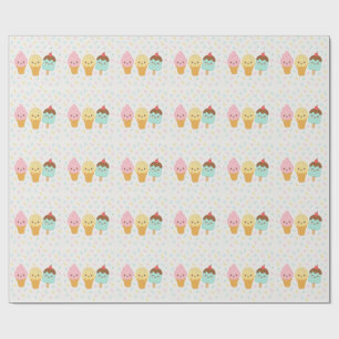 Papel de regalo de fiesta de helado kawaii lindo