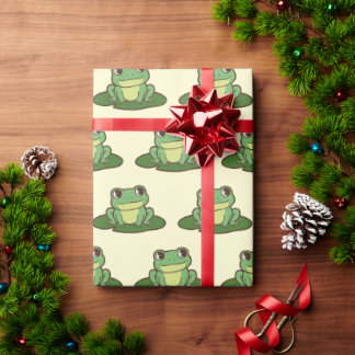 Papel de regalo de fiesta de rana verde linda