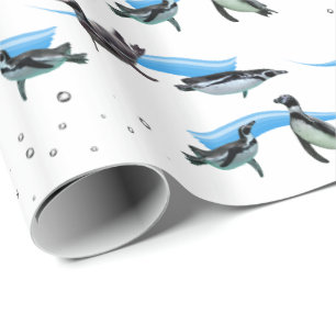 Papel de regalo de fiesta en la piscina de pingüin