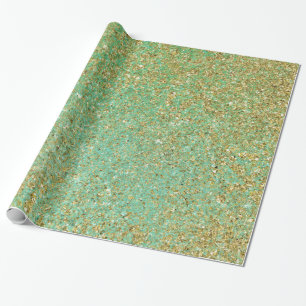 Papel de regalo de fiesta Glitter dorado Teal Aqua