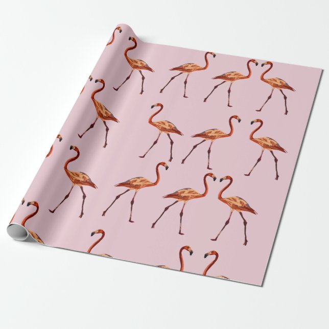Papel de regalo de flamencos rosados (Desenrollado)