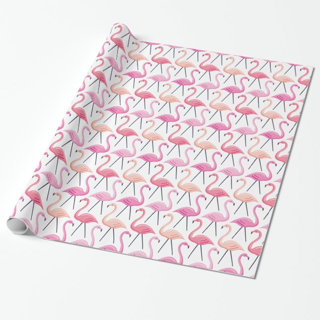 Papel de regalo de flamencos rosas (Desenrollado)
