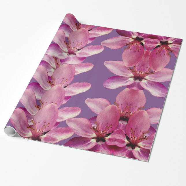 Papel de regalo de flor de primavera rosada (Desenrollado)