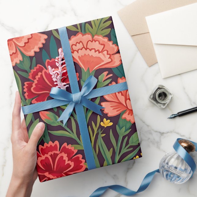 Papel de regalo de flores abstractas folk carnaval (Regalar)