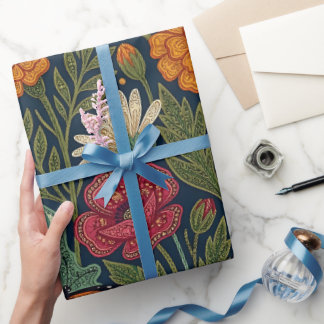 Papel de regalo de flores abstractas indias con ma