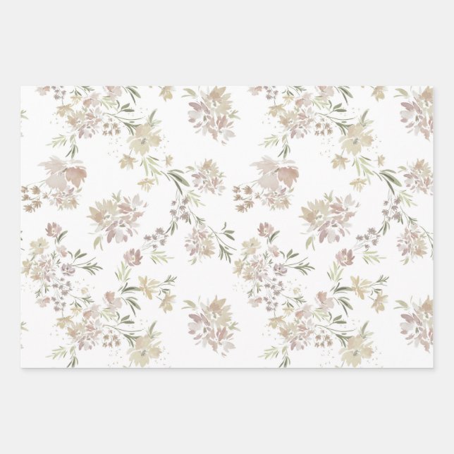 Papel de regalo de flores acuarela pastel de 3 (Anverso)