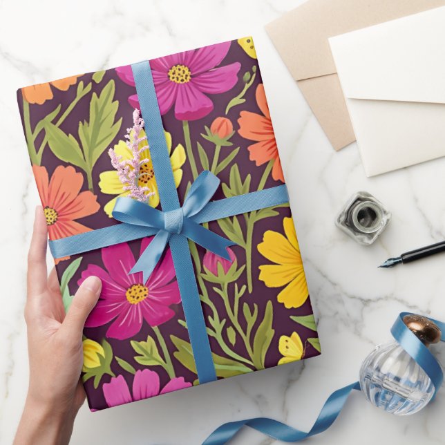 Papel de regalo de flores boho abstractas con mari (Regalar)