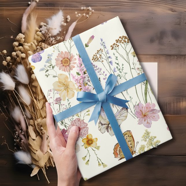 Papel de regalo de flores boho de flores silvestre (Subido por el creador)