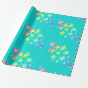 Papel de regalo de flores con gradiente de arcoíri