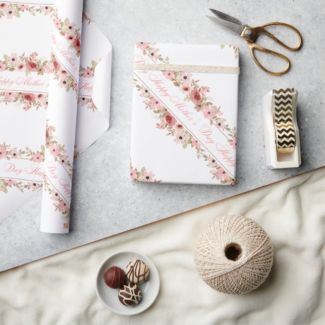 Papel de regalo de flores de acuarela rosa elegant (Subido por el creador)