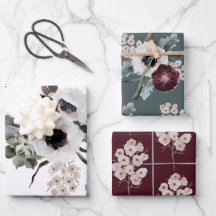 Papel de regalo de flores de invierno, hoja plana,