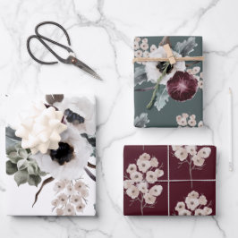 Papel de regalo de flores de invierno, hoja plana,