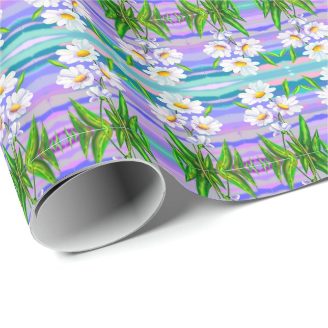 Papel de regalo de flores de margaritas Margaritas (Esquina del rollo)