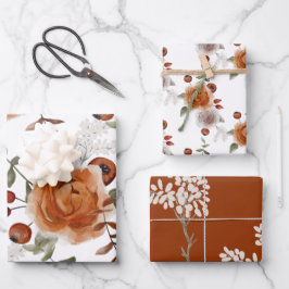 Papel de regalo de flores de otoño en hojas