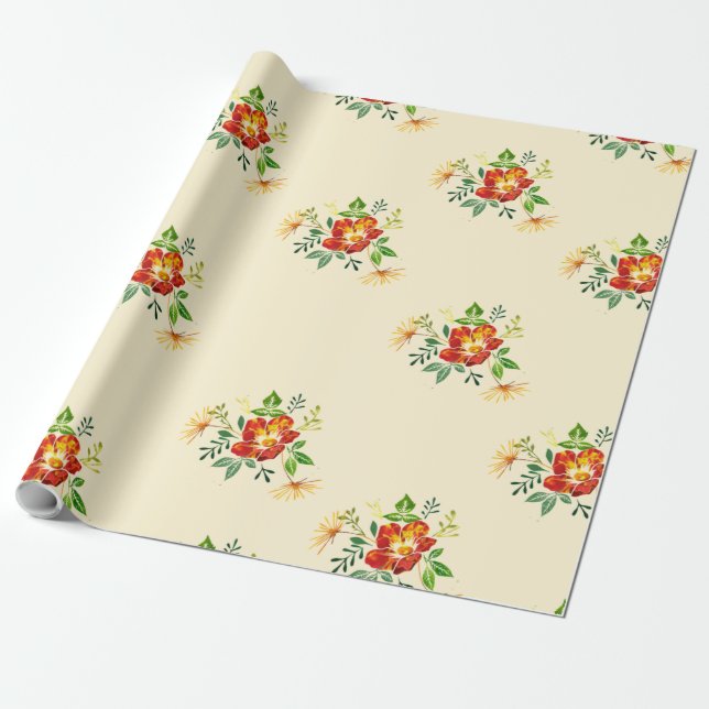 Papel de regalo de flores de primavera (Desenrollado)