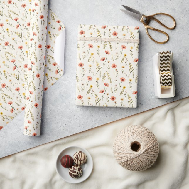 Papel de regalo de flores delicadas (Artesanía)