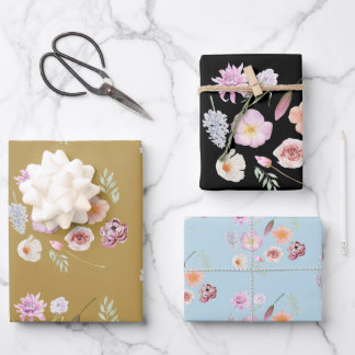 Papel de Regalo de Flores en Acuarela