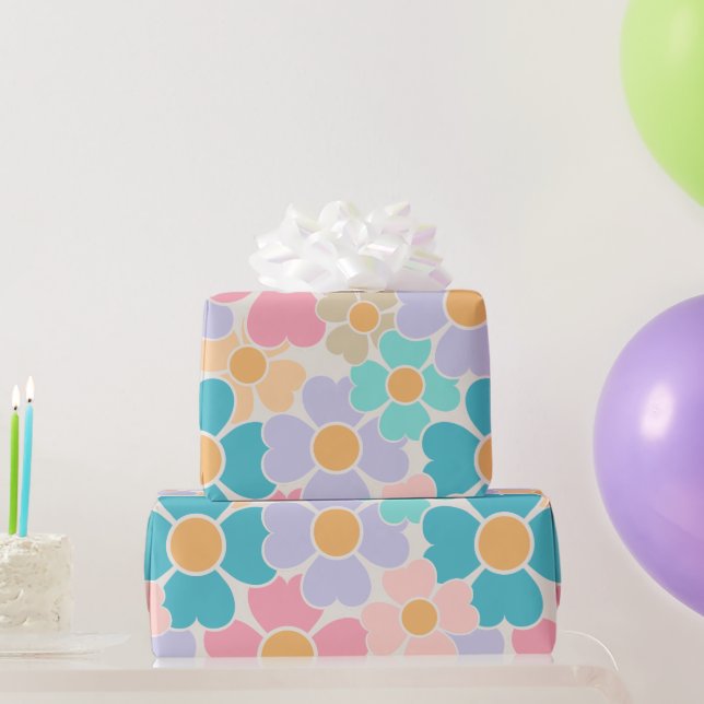 Papel de Regalo de Flores Pastel (Regalos de fiesta)