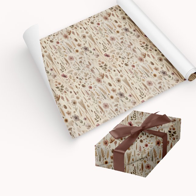 Papel de regalo de flores prensadas de herbario vi (Wrapping Paper)
