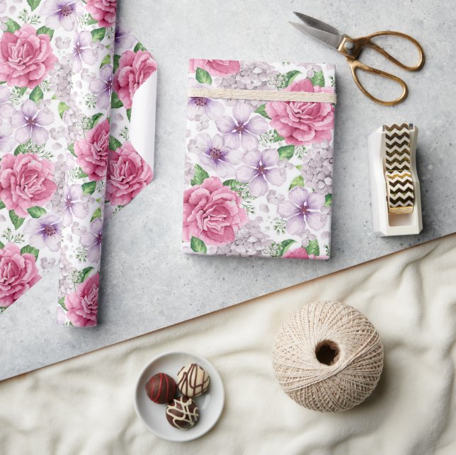 Papel de Regalo de Flores Rosadas (Artesanía)