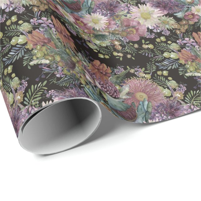 Papel de regalo de flores silvestres australianas  (Esquina del rollo)