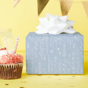 Papel de regalo de flores silvestres azul polvorie