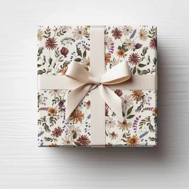 Papel de regalo de flores silvestres de otoño (Fall Wildflower Wrapping Paper
)