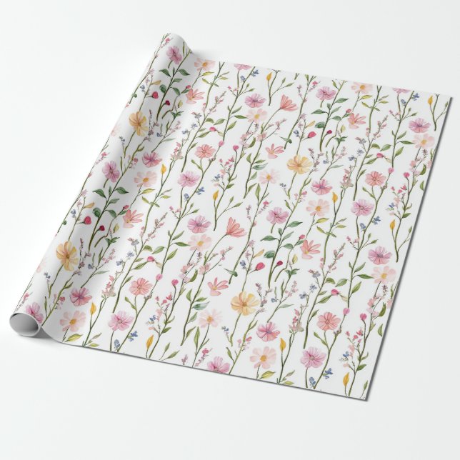 Papel de regalo de flores silvestres de primavera  (Desenrollado)