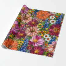 Papel de Regalo de Flores Silvestres Pintadas a Ma