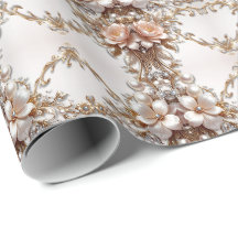 Papel de Regalo de Flores Suaves Rosadas y Blancas