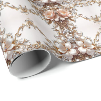 Papel de Regalo de Flores Suaves Rosadas y Blancas