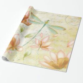 Papel de regalo de flores y libélula