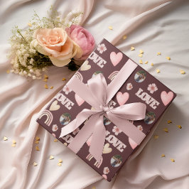 Papel de regalo de foto arcoíris boho amor