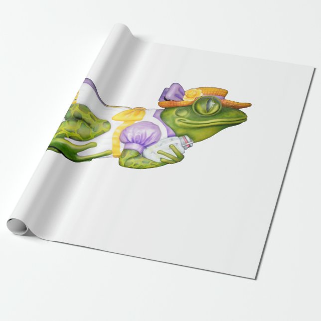 Papel de regalo de foto de rana animal de carrusel (Desenrollado)