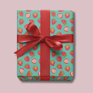 Papel de regalo de fresa menta oscura