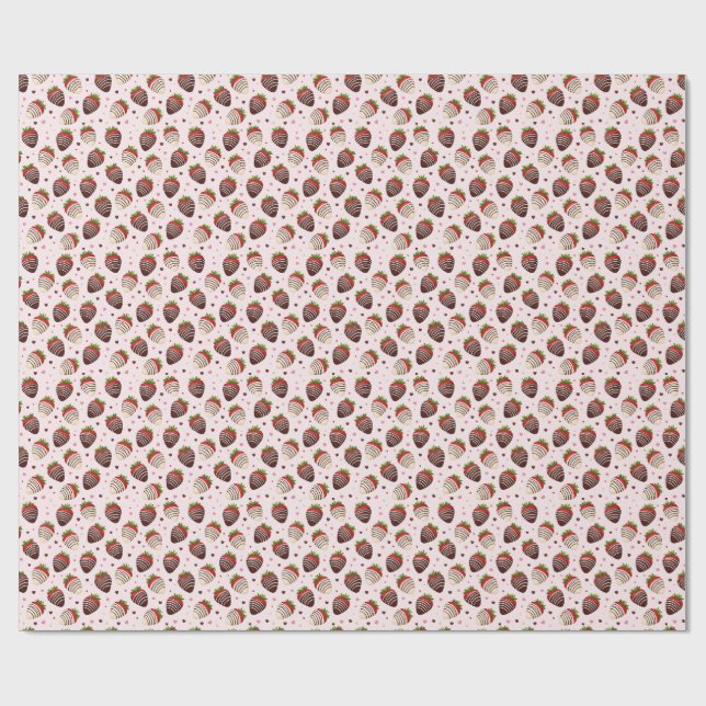 Papel de Regalo de Fresas Cubiertas de Chocolate (Superficie plana)