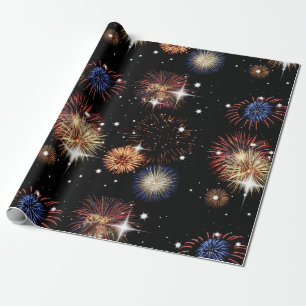 Papel de Regalo de Fuegos Artificiales y Estrellas