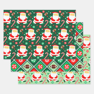 Papel de regalo de fútbol de Navidad en hojas