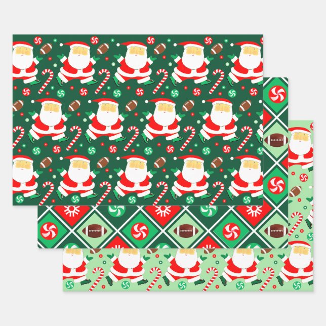Papel de regalo de fútbol de Navidad en hojas (Set)